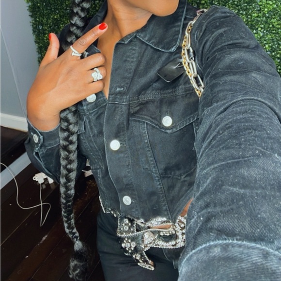 Zara black jean jacket w/ matching pants - Picture 8 of 9